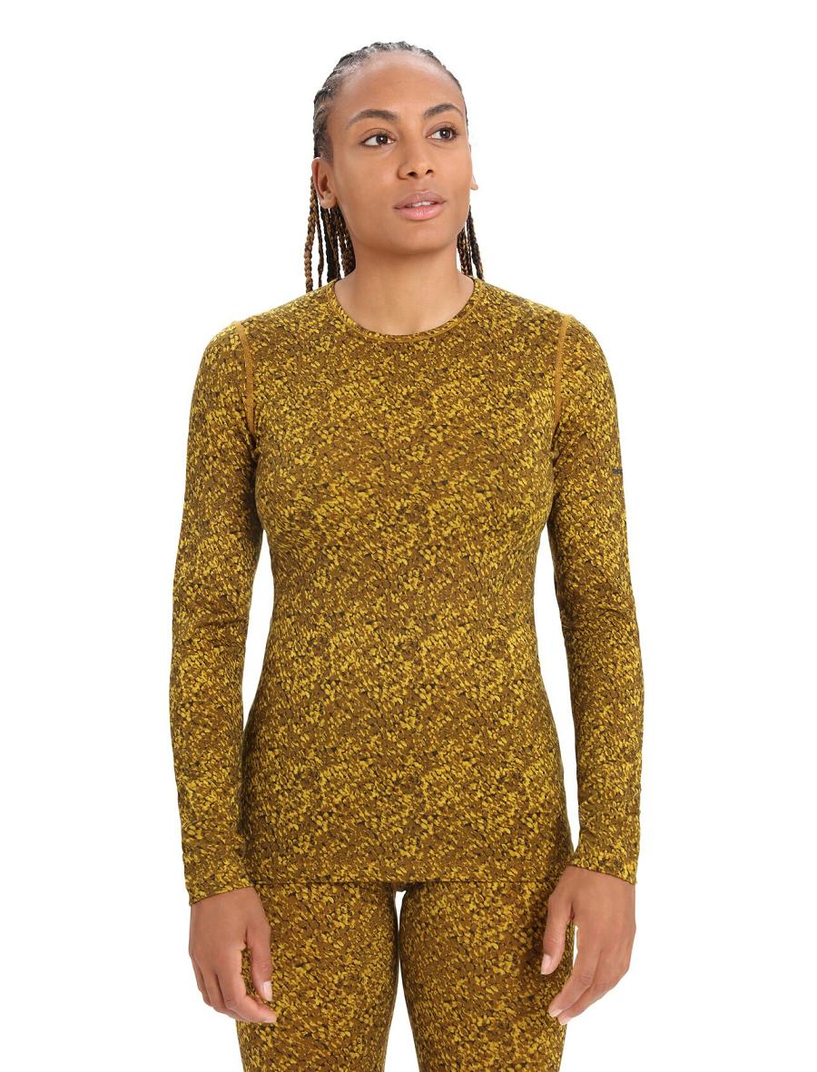 Base Layers Icebreaker Merino 200 Oasis Long Sleeve Crewe Lichen Femme Doré | FR 1825WNBY